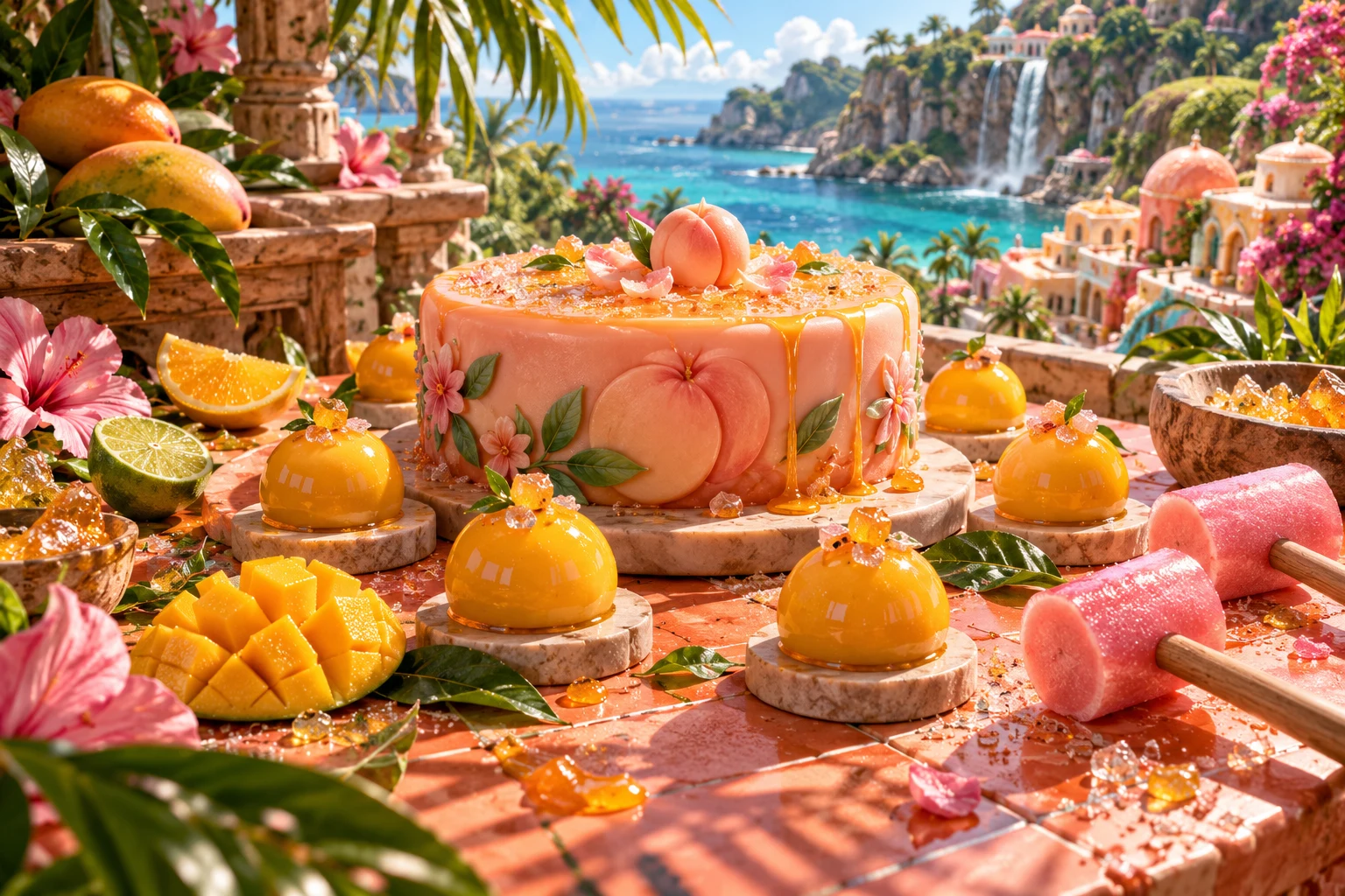 Mango drum in Buretalon's illustrated fruit and confectionery world