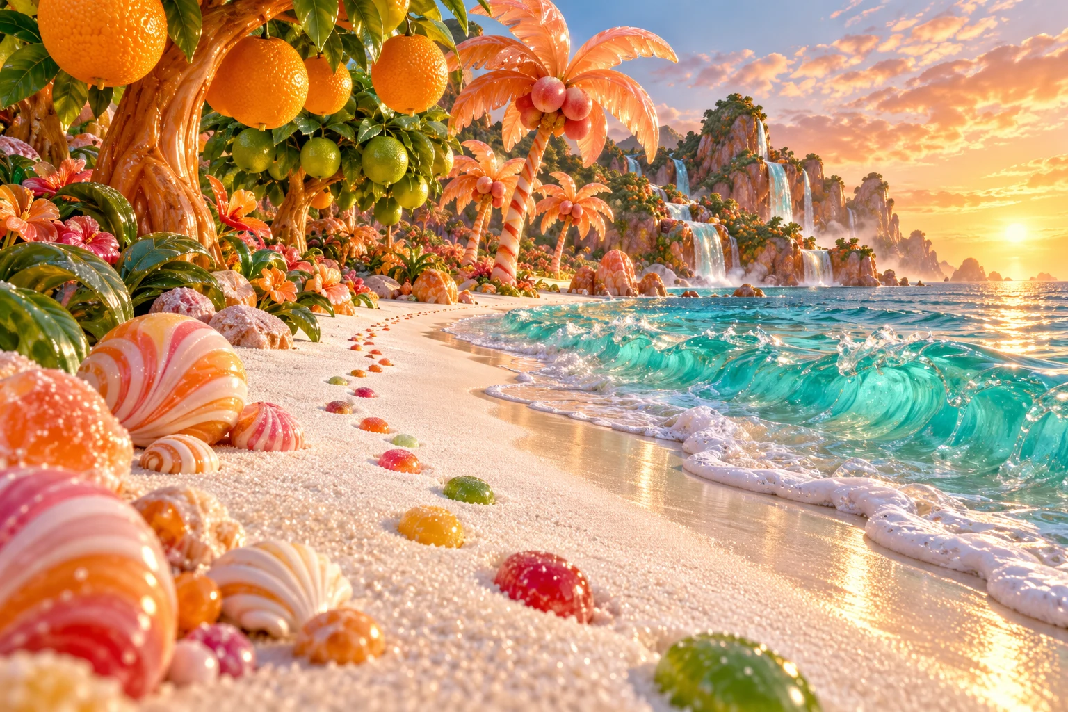 Sherbet cove in Buretalon's illustrated fruit and confectionery world